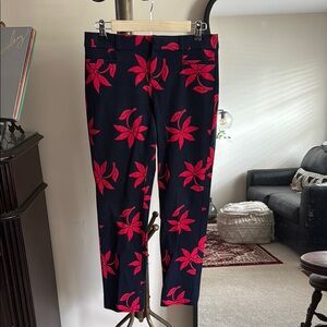 Banana Republic Navy and Red Floral Trousers